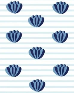 'Lotus Stripe' Wallpaper By Clare V. - Blue -Wallpaper Store Lotus with Stripe sky blues Product 5d2dfe64 88cb 4ec6 b861 9829321cd28c