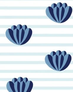 'Lotus Stripe' Wallpaper By Clare V. - Blue -Wallpaper Store Lotus with Stripe sky blues detail 862eb8b8 4eee 4226 9d7b b03e5d1827cc