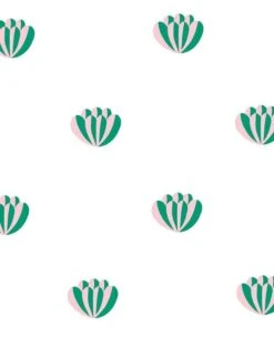 'Lotus' Wallpaper By Clare V. - Emerald / Pink -Wallpaper Store Lotus Emerald Pink Product cd742513 c82f 4fa4 b878 38028da959ee