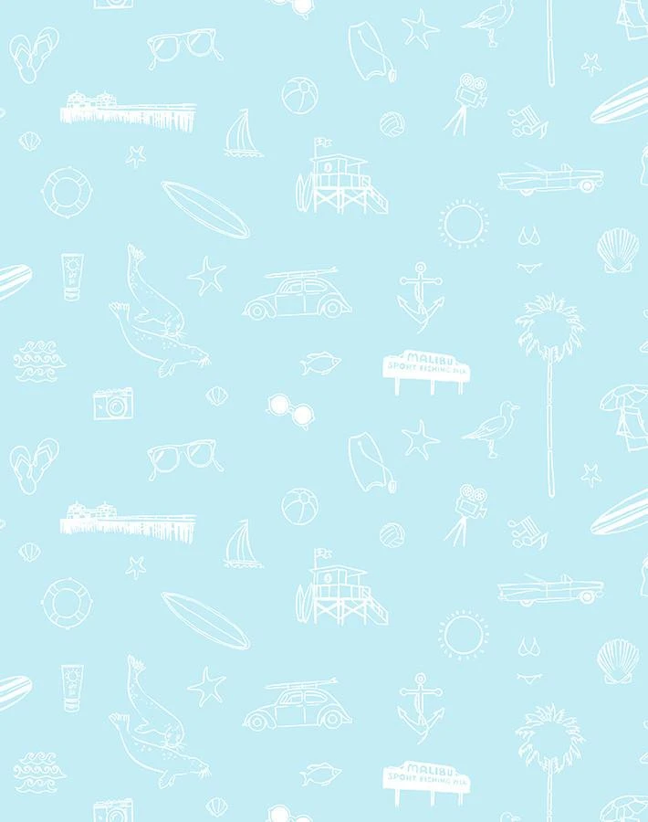'Malibu' Wallpaper By Nathan Turner - Glacier Blue 3 'Malibu' Wallpaper By Nathan Turner - Glacier Blue