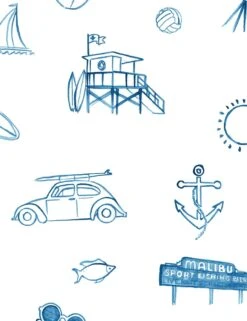 'Malibu' Wallpaper By Nathan Turner - Blue On White -Wallpaper Store Malibu product BlueOnWhite 0c648c6e e0a8 4a64 a670 8458a68a2f05