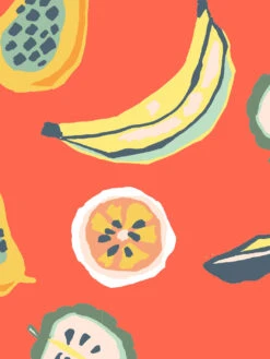 'Mango Papaya' Wallpaper By Tea Collection - Persimmon -Wallpaper Store Mango Papaya by Tea Collection Persimmon Detail