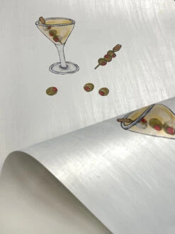 'Martini' Wallpaper By CAB X Carlyle - Matte Silver -Wallpaper Store Martini MatteSilver Detail 1