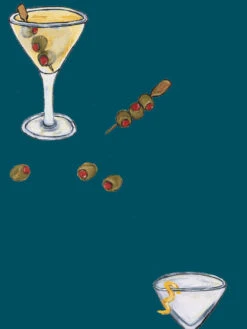 'Martini' Wallpaper By CAB X Carlyle - Peacock -Wallpaper Store Martini Peacock Detail