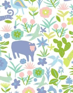 'Menagerie' Wallpaper By Tea Collection - Blush -Wallpaper Store Menagerie Blush detail