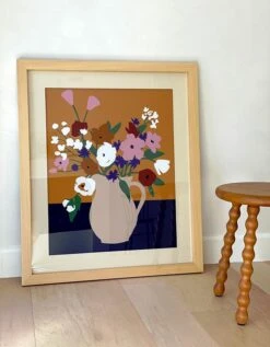 'Midcentury Flower Vase' Framed Art By Artshoppe