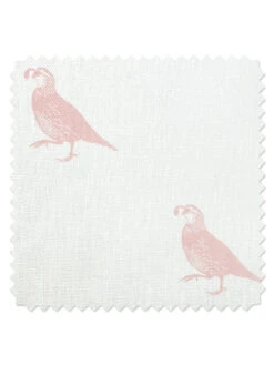 'Fabric By The Yard - California Quail - Pink On Linen
