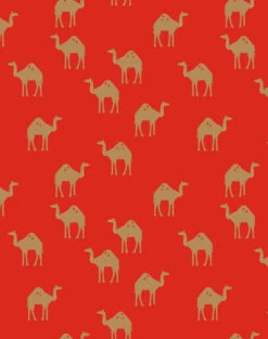 'Oasis Camels' Wallpaper By Tea Collection - Red