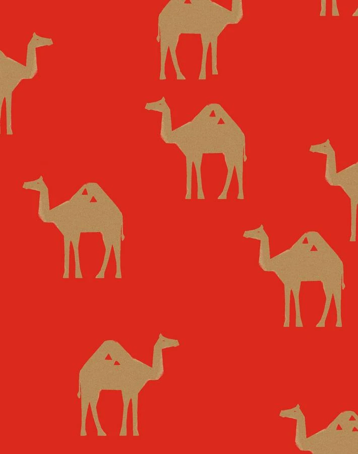 'Oasis Camels' Wallpaper By Tea Collection - Red 5 'Oasis Camels' Wallpaper By Tea Collection - Red - Image 3