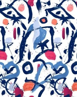 'El Quijote' Wallpaper By Chris Benz - Multi / Blue / Coral -Wallpaper Store Ode 4 bluecoral 198e5b3c b608 4326 b86c 8d145c9d0394