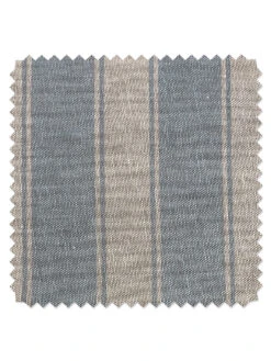'Fabric By The Yard - Ojai Stripe - Baby Blue On Flax Linen