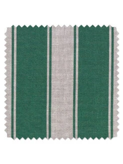 'Fabric By The Yard - Ojai Stripe - Green On Flax Linen