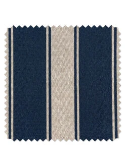 'Fabric By The Yard - Ojai Stripe - Navy On Flax Linen