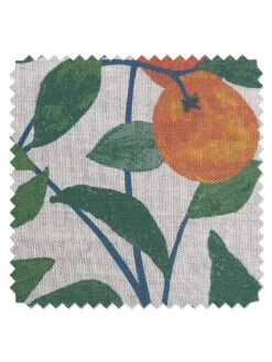 'Fabric By The Yard - Orange Crush - Natural On Flax Linen