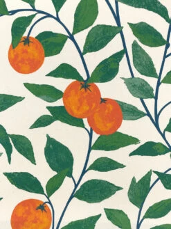 'Fabric By The Yard - Orange Crush - Natural On Organic Twill -Wallpaper Store Orange Crush Natural Organic Twill Design