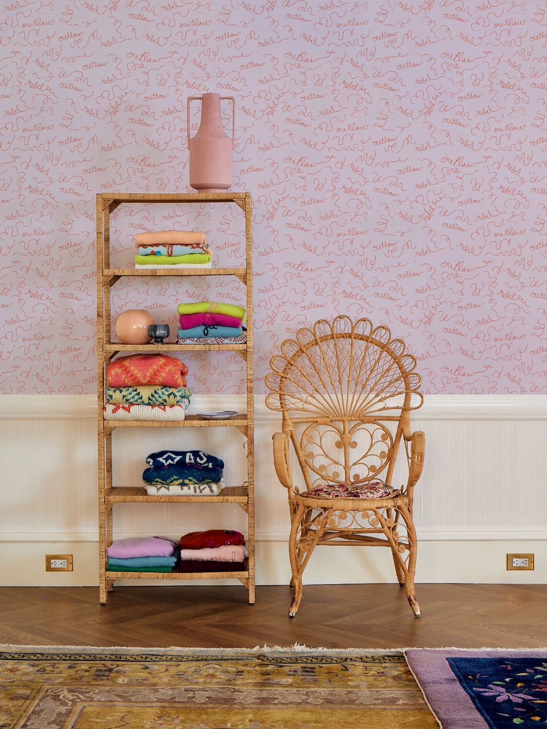 'Outlaws And Rebels' Wallpaper By Lingua Franca- Persimmon + Lilac 3 'Outlaws And Rebels' Wallpaper By Lingua Franca- Persimmon + Lilac