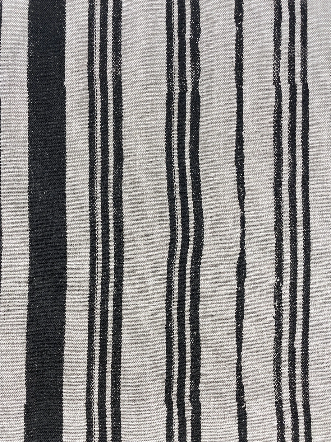 'Fabric By The Yard - Painted Stripes - Black On Flax Linen 4 'Fabric By The Yard - Painted Stripes - Black On Flax Linen - Image 2