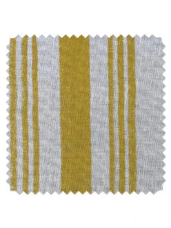 'Fabric By The Yard - Painted Stripes - Gold On Flax Linen