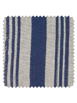 'Fabric By The Yard - Painted Stripes - Navy On Flax Linen