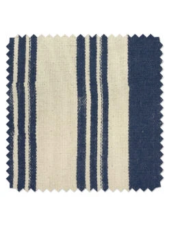 'Fabric By The Yard - Painted Stripes - Navy On Raw Canvas