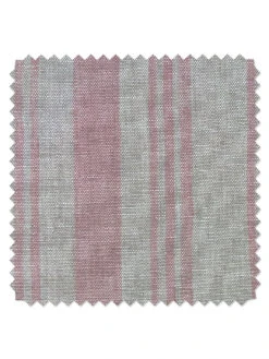'Fabric By The Yard - Painted Stripes - Pink On Flax Linen