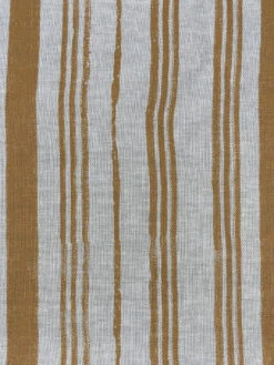 'Fabric By The Yard - Painted Stripes - Terracotta On Flax Linen -Wallpaper Store Painted Stripes Terracotta on Flax Linen Design