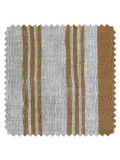 'Fabric By The Yard - Painted Stripes - Terracotta On Flax Linen