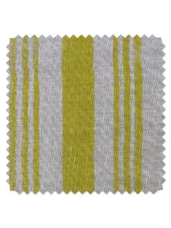 'Fabric By The Yard - Painted Stripes - Yellow On Flax Linen