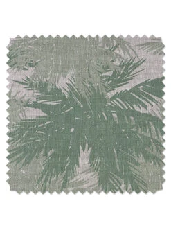 'Fabric By The Yard - Palm Shuffle - Green On Flax Linen