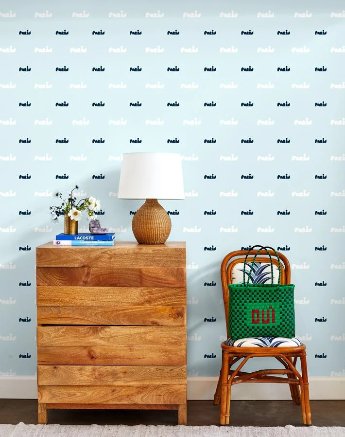 'Paris Graphic' Wallpaper By Clare V. - Baby Blue 4 'Paris Graphic' Wallpaper By Clare V. - Baby Blue - Image 2