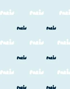 'Paris Graphic' Wallpaper By Clare V. - Baby Blue