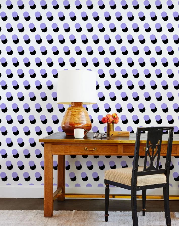 'Pop Dots' Wallpaper By Clare V. - Lavender 4 'Pop Dots' Wallpaper By Clare V. - Lavender - Image 2