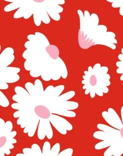 'Pop Daisy' Wallpaper By Wallshoppe - Red -Wallpaper Store PopDaisy Red detail f83774d8 8d53 407d 9110 9d1183757115