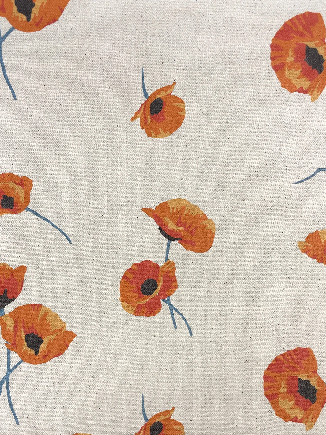 'Fabric By The Yard - Poppy - Orange On Raw Canvas 4 'Fabric By The Yard - Poppy - Orange On Raw Canvas - Image 2