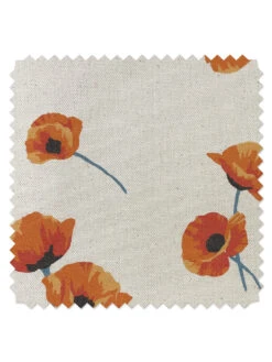 'Fabric By The Yard - Poppy - Orange On Raw Canvas