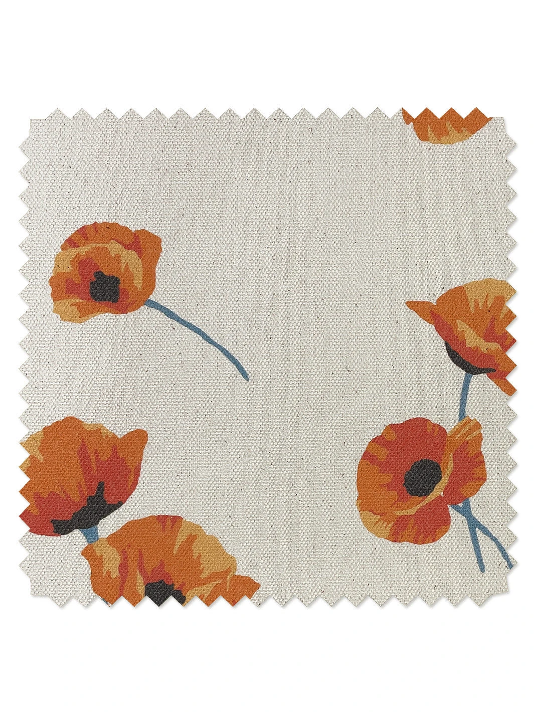 'Fabric By The Yard - Poppy - Orange On Raw Canvas 3 'Fabric By The Yard - Poppy - Orange On Raw Canvas