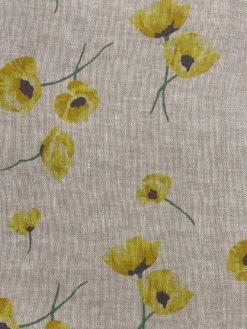 'Fabric By The Yard - Poppy - Yellow On Flax Linen 10 'Fabric By The Yard - Poppy - Yellow On Flax Linen -Wallpaper Store Poppy Yellow Flax Linen Design