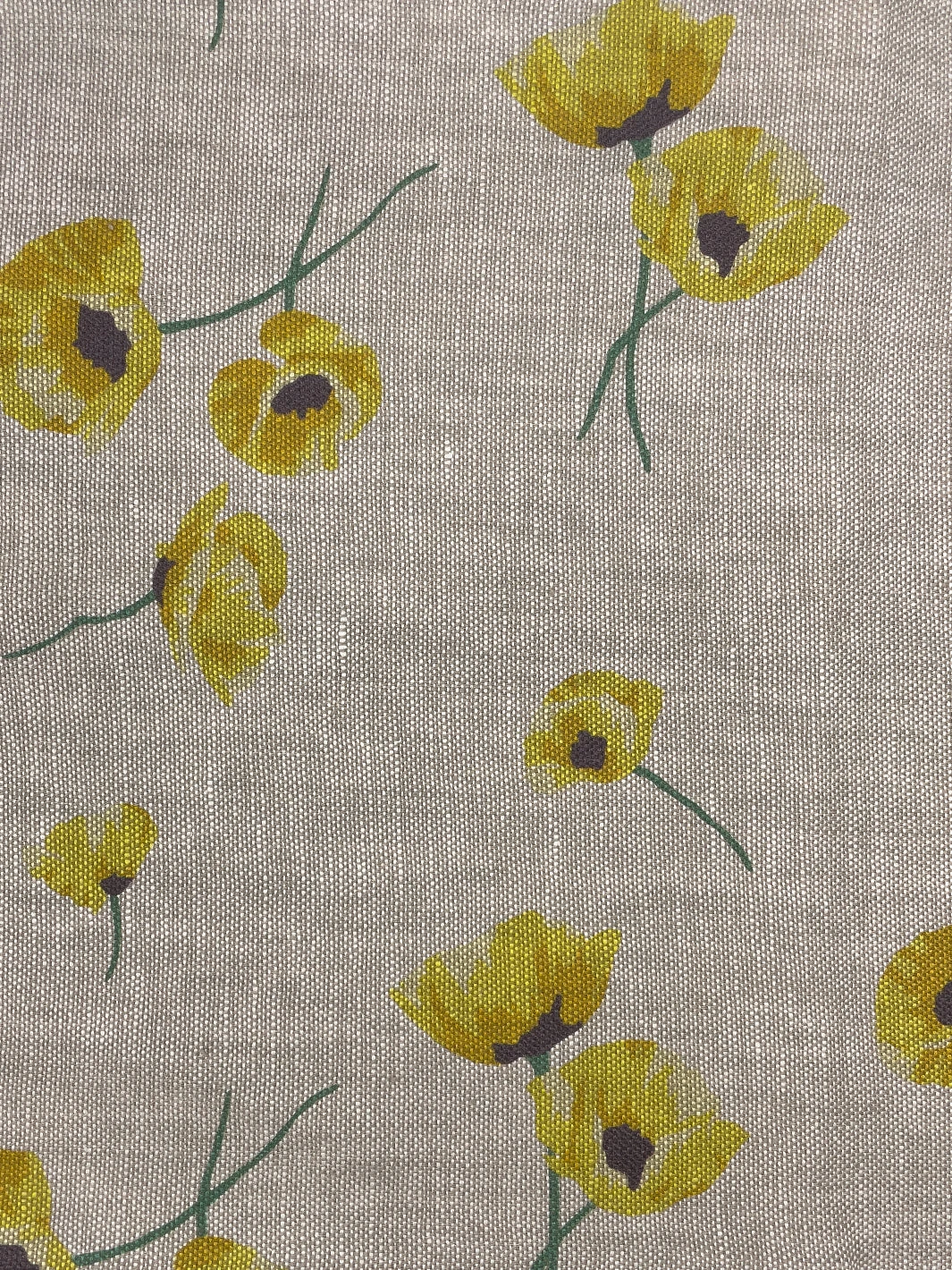 'Fabric By The Yard - Poppy - Yellow On Flax Linen 6 'Fabric By The Yard - Poppy - Yellow On Flax Linen - Image 4