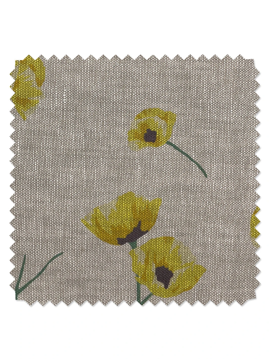 'Fabric By The Yard - Poppy - Yellow On Flax Linen 3 'Fabric By The Yard - Poppy - Yellow On Flax Linen