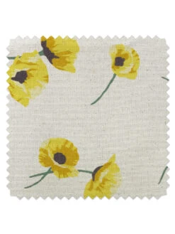 'Fabric By The Yard - Poppy - Yellow On Raw Canvas