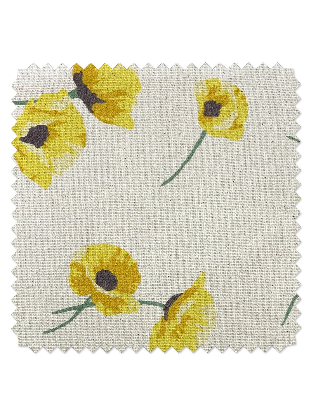 'Fabric By The Yard - Poppy - Yellow On Flax Linen 4 'Fabric By The Yard - Poppy - Yellow On Flax Linen - Image 2