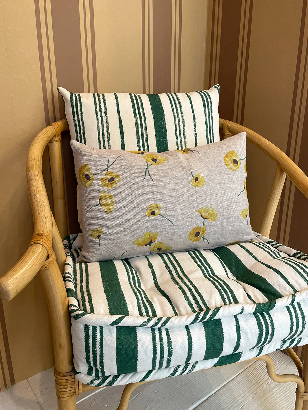 'Fabric By The Yard - Poppy - Yellow On Flax Linen 5 'Fabric By The Yard - Poppy - Yellow On Flax Linen - Image 3