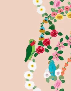 'Rainbow Garden Stripe' Wallpaper By Carly Beck - Blush