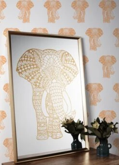 'Raja The Orange Elephant' Mirrored Art By Artshoppe