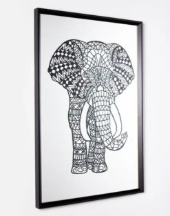 'Raja The Black Elephant' Mirrored Art By Artshoppe