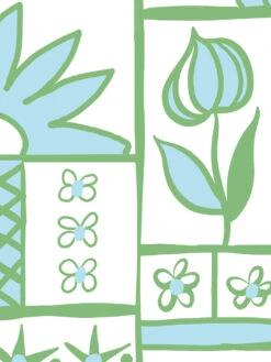 'Rita's Kitchen' Wallpaper By Lingua Franca - Green Blue -Wallpaper Store Ritas Kitchen GreenBlue Detail