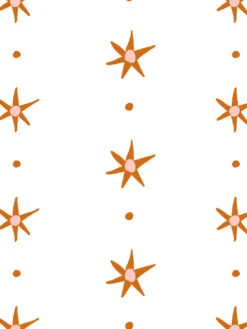 'Rita's Stars' Wallpaper By Lingua Franca - Rust Pink -Wallpaper Store Ritas Stars RustPink Detail