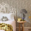 'Rita's Stripes' Wallpaper By Lingua Franca - Charcoal Moss -Wallpaper Store Ritas Stripes CharcoalMoss RS