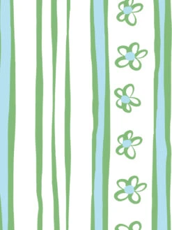 'Rita's Stripes' Wallpaper By Lingua Franca - Green Blue -Wallpaper Store Ritas Stripes GreenBlue Detail
