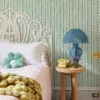 'Rita's Stripes' Wallpaper By Lingua Franca - Green Blue -Wallpaper Store Ritas Stripes GreenBlue RS